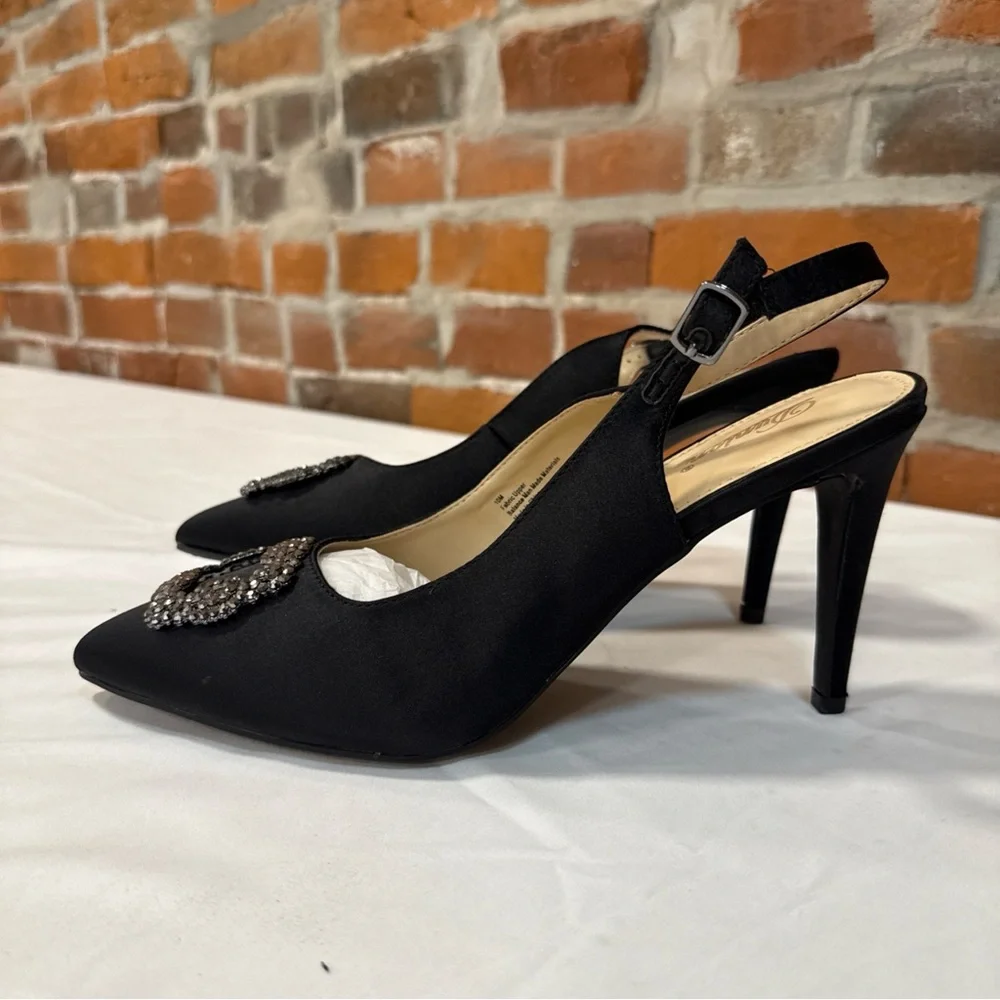Chic Black‎ Embellished Slingback Heels